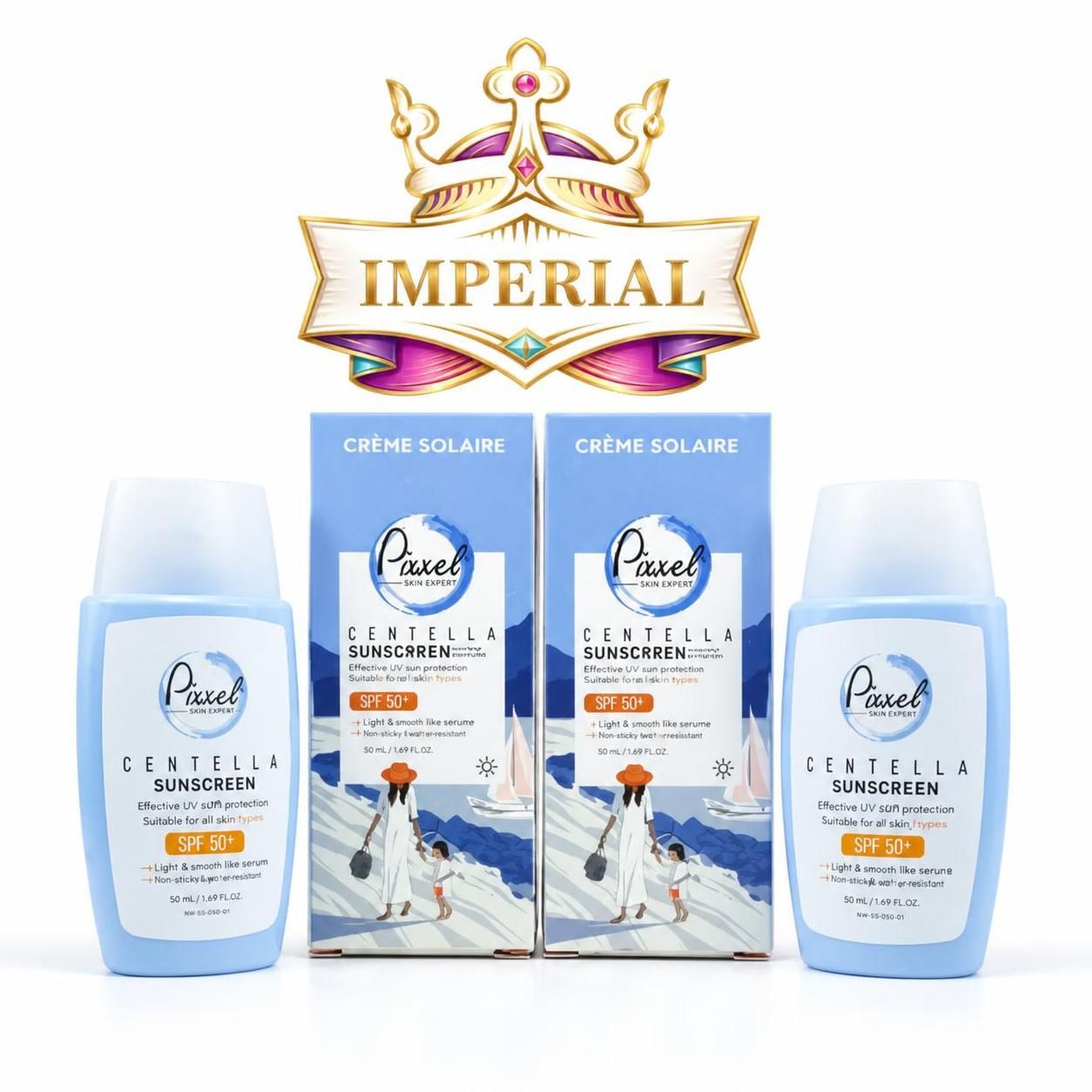 کرم ضد آفتاب بی‌رنگ پیکسل SPF 50 مدل Centella ‌محافظ UVA ،UVB، ++++PA مناسب برای انواع پوست‌ حجم 50 میلی‌لیتر
